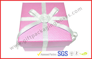 Handmade Texture Paper Gift Packaging Boxes , Custom Rigid Board Cup Gift Box with Ribbon