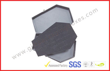 Wood Grain Jewellery Showing Gift Packaging Boxes , Black Rigid Paper Rings Packaging Boxes